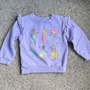 Disney Girls Lavender Princess Ruffle Shoulder Sweatshirt